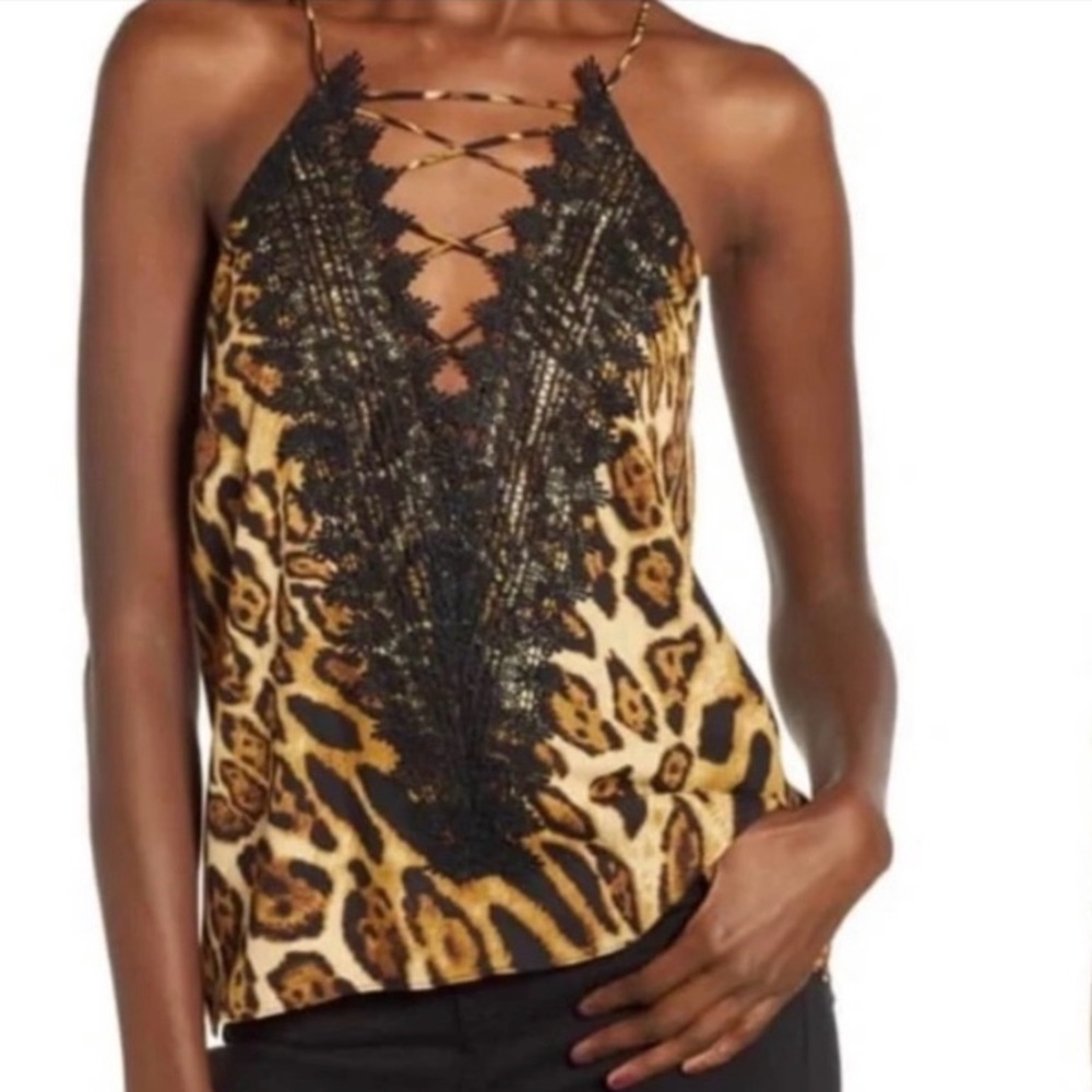 Wayf Posie strappy Camisole Size Small Leopard NWT.